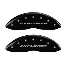 Load image into Gallery viewer, MGP 4 Caliper Covers Engraved Front &amp; Rear Explorer Black finish silver ch