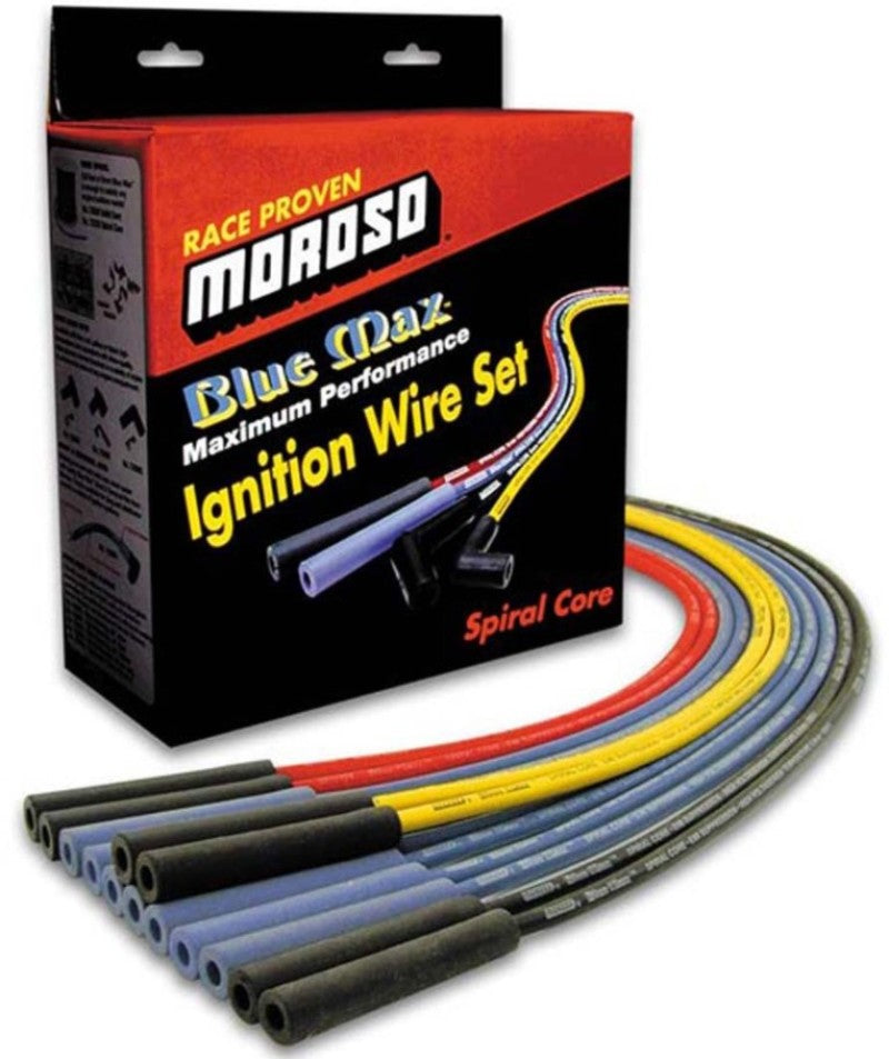 Moroso Universal Ignition Wire Set - Blue Max - Spiral Core - Unsleeved - 90 Degree - Red