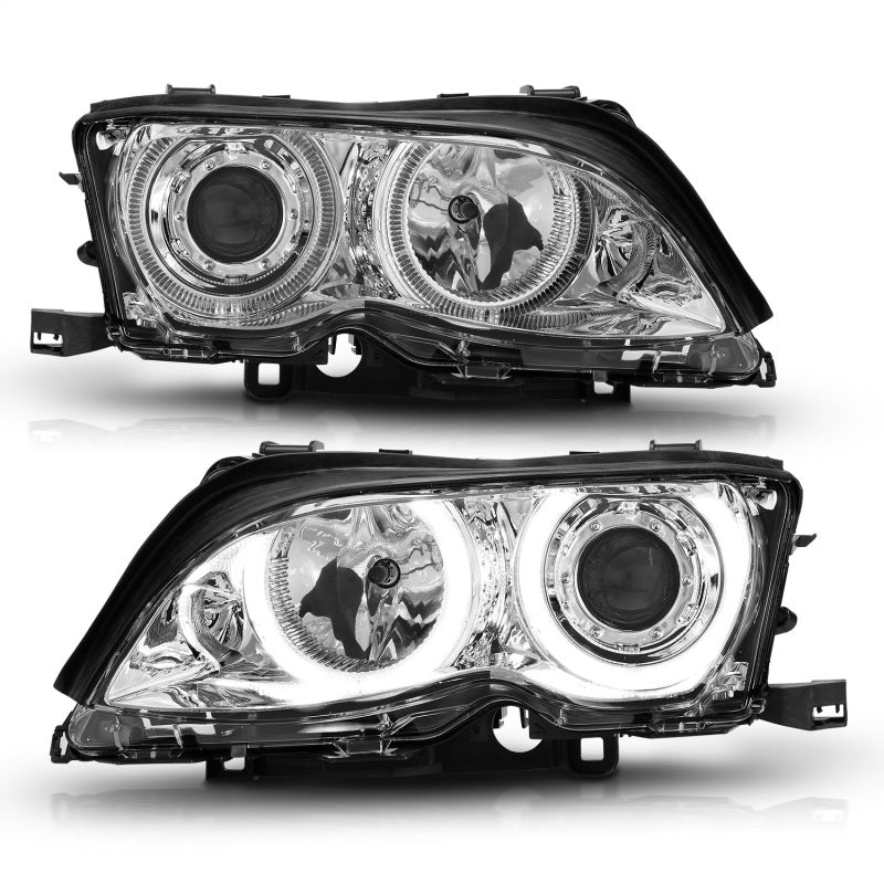 ANZO 2002-2005 BMW 3 Series E46 Projector Headlights w/ Halo Chrome