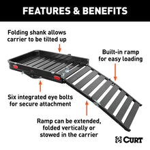 Load image into Gallery viewer, Curt 50in x 30-1/2in Aluminum Hitch Cargo Carrier w/Ramp