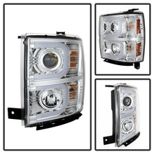 Load image into Gallery viewer, Spyder Chevy Silverado 1500 14-16 Projector Headlights Light Bar DRL Chrm PRO-YD-CS14-LBDRL-C