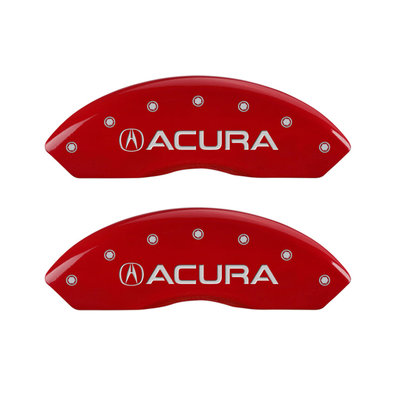 MGP 4 Caliper Covers Engraved Front Acura Engraved Rear RLX Red finish silver ch