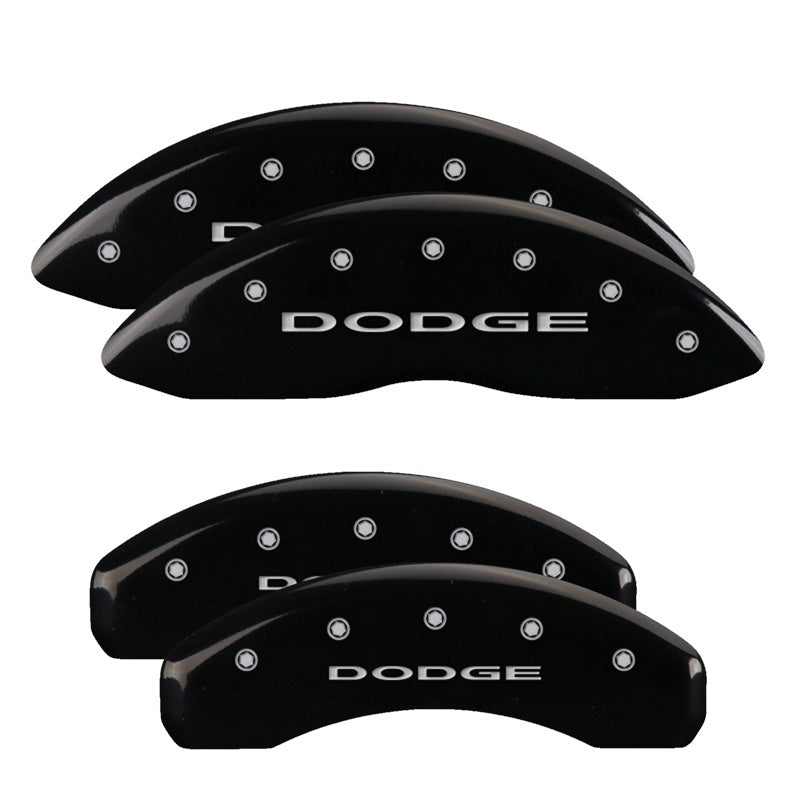 MGP 4 Caliper Covers Engraved Front & Rear With out stripes/Dodge Black finish silver ch