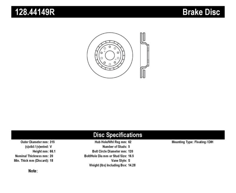 StopTech Sport Cross Drilled Brake Rotor - Front Right