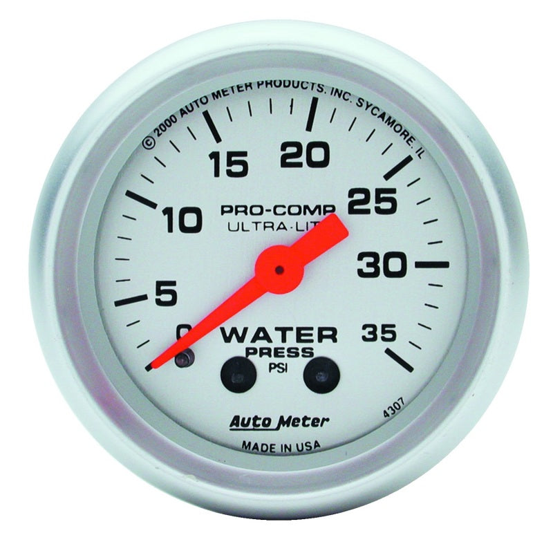 Autometer Ultra-Lite 52mm 35 PSI Mechanical Water Pressure Gauge