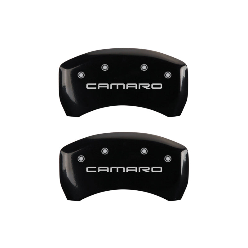 MGP 4 Caliper Covers Engraved Front & Rear Gen 4/Camaro Black finish silver ch