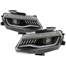 Load image into Gallery viewer, Spyder Chevy Camaro 16-18 Halogen Model Projector Headlights Black PRO-YD-CCAM16HALSI-SEQ-BK