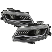 Load image into Gallery viewer, Spyder Chevy Camaro 16-18 HID Model Full LED Headlights Black PRO-YD-CCAM16HIDAP-SEQ-BK