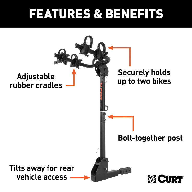 Curt Hitch-Mounted Bike Rack (2 Bikes 1-1/4in or 2in Shank)