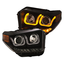 Load image into Gallery viewer, ANZO 14-18 Toyota Tundra w/ LED DRL Projector Headlights w/ U-Bar Switchback Black w/ DRL