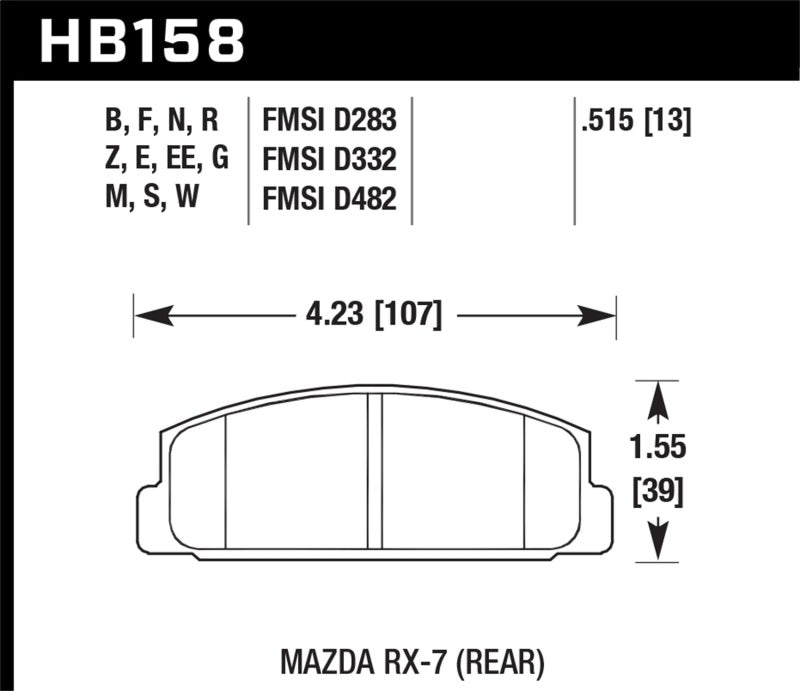 Hawk 84-95 Mazda RX-7 / 03-05 Mazda 6 Blue 42 Rear Brake Pads