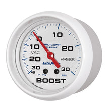 Load image into Gallery viewer, Autometer Marine White Gauge 2-5/8in Mechanical Vacuum/Boost Gauge 30INHG-30PSI