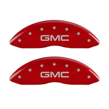 Load image into Gallery viewer, MGP 4 Caliper Covers Engraved Front &amp; Rear Denali Red finish silver ch