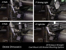 Load image into Gallery viewer, Diode Dynamics 18-21 Jeep JL Wrangler/Gladiator Cowl Mount LED Bracket Kit