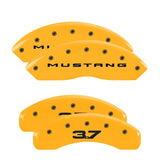 MGP 4 Caliper Covers Engraved Front 2015/Mustang Engraved Rear 2015/37 Yellow finish black ch