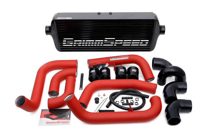 GrimmSpeed 2008-2014 Subaru STI Front Mount Intercooler Kit Black Core / Red Pipe