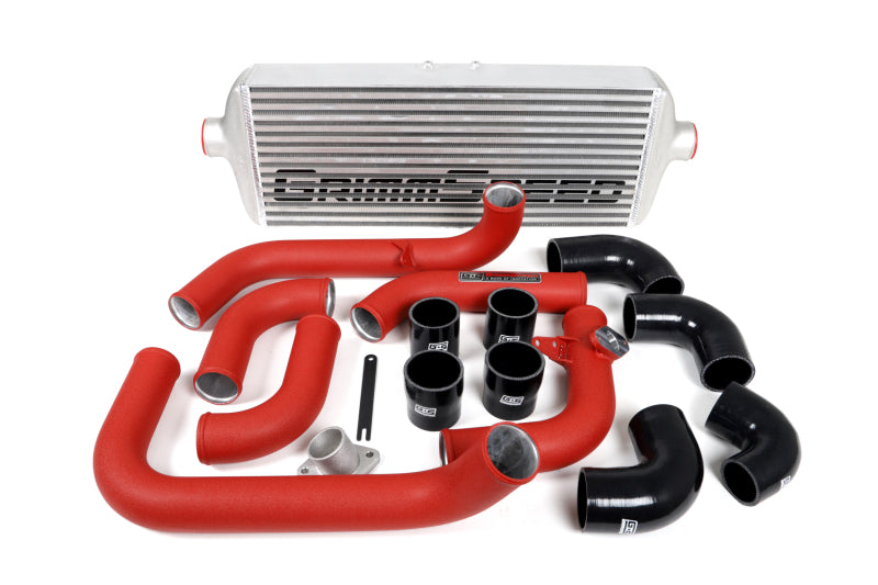 GrimmSpeed 2008-2014 Subaru WRX Front Mount Intercooler Kit Raw Core / Red Pipe