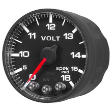 Load image into Gallery viewer, AutoMeter Gauge Voltmeter 2-1/16in. 16V Stepper Motor W/Peak &amp; Warn Blk/Blk Spek-Pro