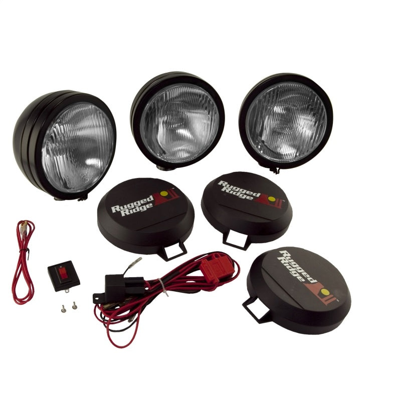 Rugged Ridge 6-In Round HID Light Kit 3-Pcs Black Steel Housing