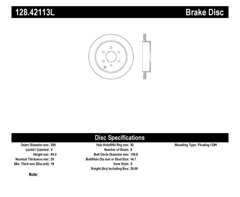 StopTech Drilled Sport Brake Rotor