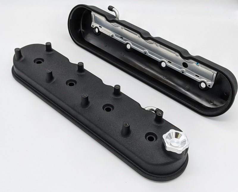 Granatelli 96-22 GM LS Tall Valve Cover w/Angled Coil Mounts - Black Wrinkle (Pair)