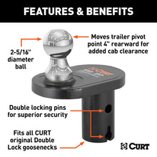 Load image into Gallery viewer, Curt Double Lock 2-5/16in Offset Gooseneck Ball (4in Rearward Offset)