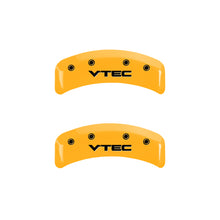 Load image into Gallery viewer, MGP 4 Caliper Covers Engraved Front &amp; Rear Vtech Yellow Finish Black Char 2003 Honda Element