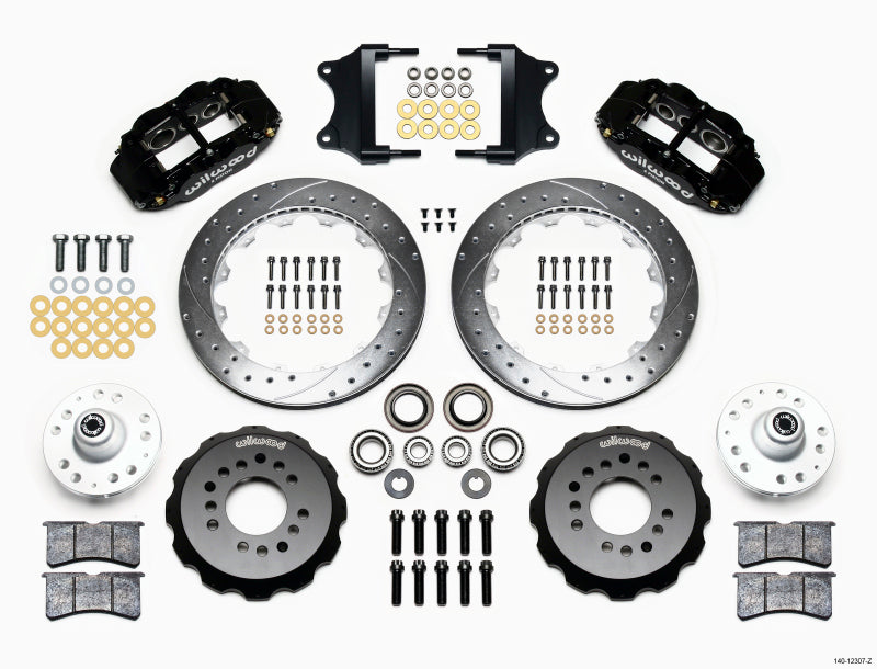 Wilwood Narrow Superlite 6R Front Hub Kit 12.88in Drill-Zinc Heidts Tri -5 2 inch Drop Spindle