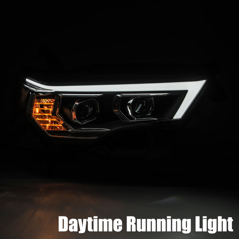 AlphaRex 14-20 Toyota 4Runner LUXX LED Proj Headlights Plank Style Black w/Activ Light/Seq Signal