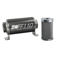 Load image into Gallery viewer, DeatschWerks Stainless Steel 10AN 100 Micron Universal Inline Fuel Filter Housing Kit (110mm)