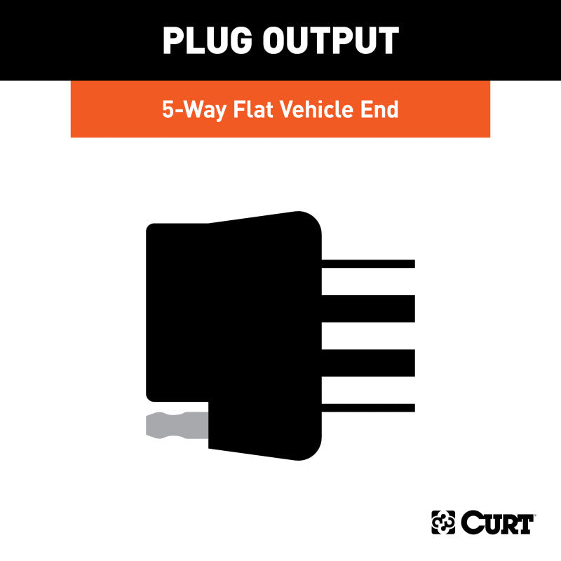 Curt 5-Way Flat Connector Socket w/Hardware (Vehicle Side Packaged)