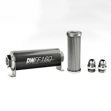 Load image into Gallery viewer, DeatschWerks Stainless Steel 10AN 5 Micron Universal Inline Fuel Filter Housing Kit (160mm)