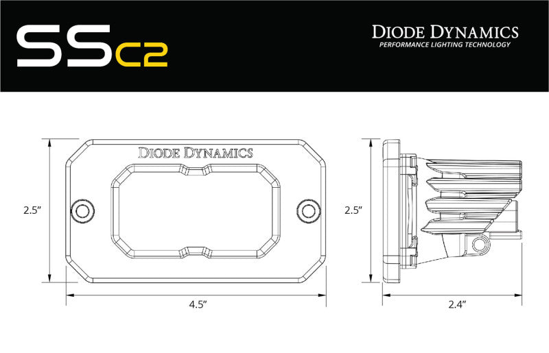 Diode Dynamics Stage Series 2 In LED Pod Pro - Yellow Fog Flush ABL Each