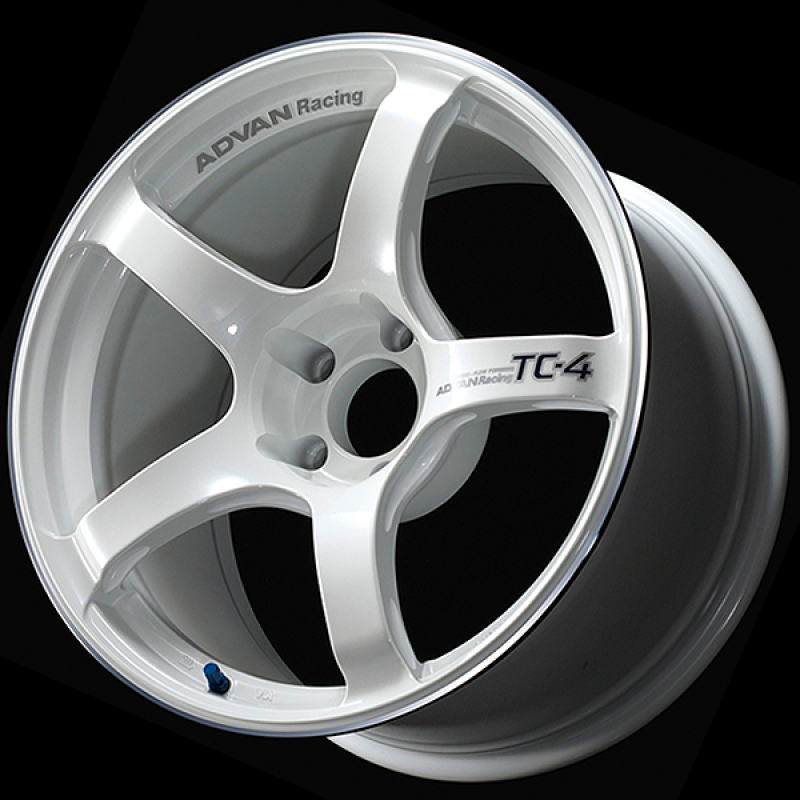 Advan TC4 18x8.5 +45 5-112 Racing White Metallic & Ring Wheel