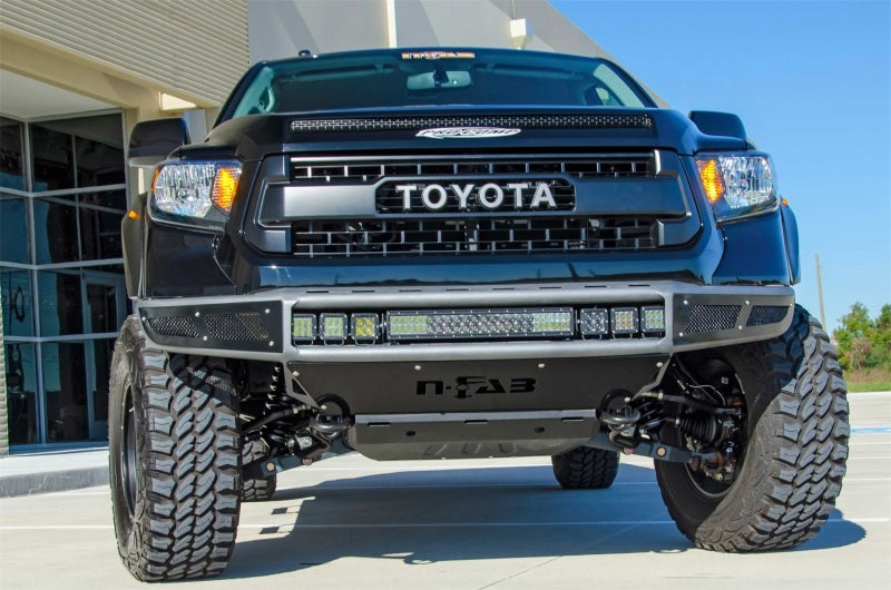 N-Fab M-RDS Front Bumper 14-17 Toyota Tundra - Tex. Black w/Silver Skid Plate