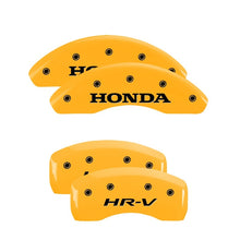 Load image into Gallery viewer, MGP 4 Caliper Covers Engraved Front Honda Engraved Rear HR-V Yellow finish black ch