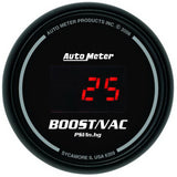Autometer Black 52mm 30 In Hg.-Vac./30 PSI Digital Vacuum/Boost Gauge