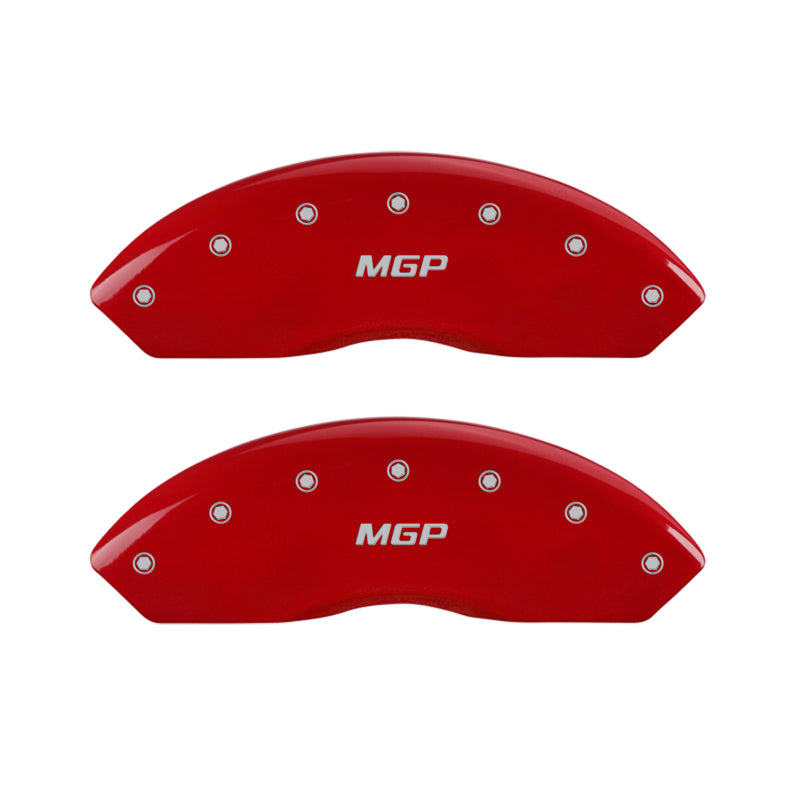 MGP 4 Caliper Covers Engraved Front & Rear MGP Red Powder Coat Finish Silver Characters