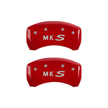 Load image into Gallery viewer, MGP 4 Caliper Covers Engraved Front Lincoln Engraved Rear MKS Red finish silver ch