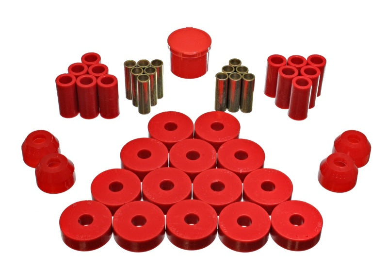 Energy Suspension 55-75 Jeep CJ5/CJ6 Red Hyper-Flex Master Bushing Set - GTR Auto