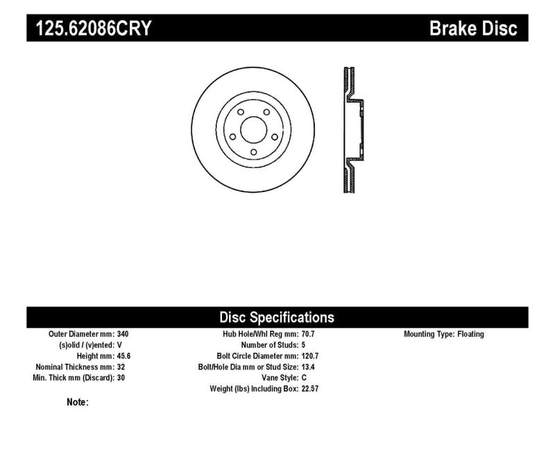 Stoptech 06-08 Cadillac XLR-V Supercharged / 05-09 Corvette (Z51) Front High Carbon Cryo Rotor