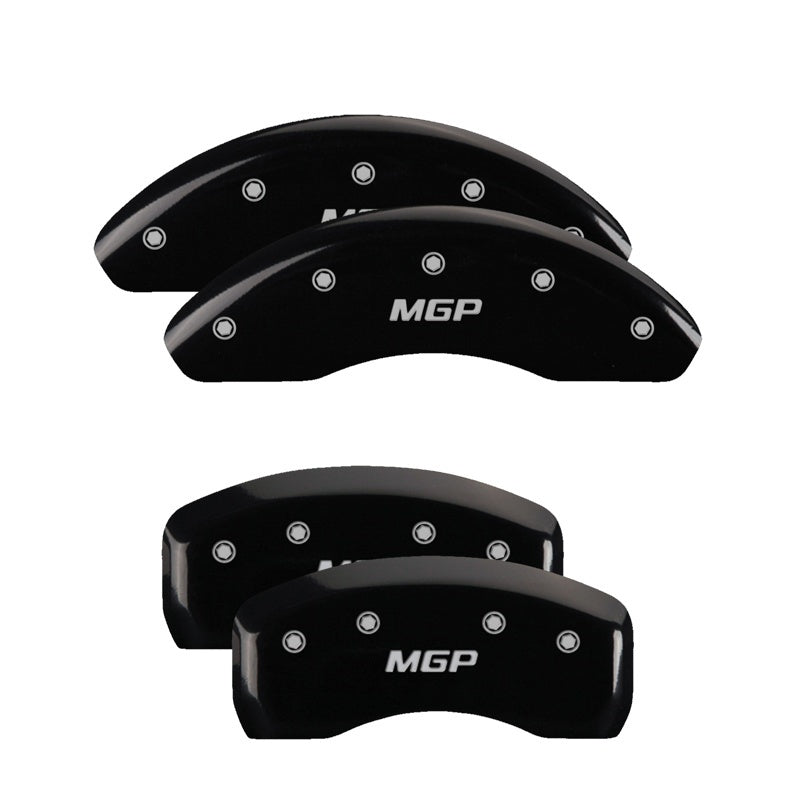 MGP 4 Caliper Covers Engraved Front & Rear MGP Black Finish Silver Char 2018 Hyundai Santa Fe Sport