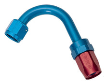 Load image into Gallery viewer, Russell Performance -8 AN Red/Blue 120 Degree Full Flow Swivel Hose End (With 1-1/4in Radius)