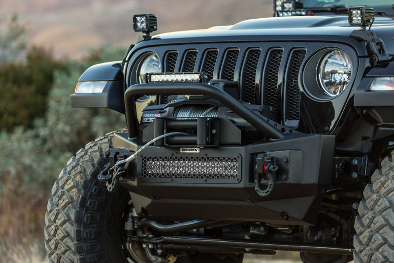 Go Rhino 07-20 Jeep Wrangler JL/JLU/JK/JKU/Gladiator JT Rockline Front Stubby Bumper w/ Overrider - GTR Auto