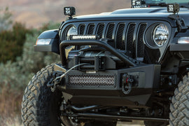 Go Rhino 07-20 Jeep Wrangler JL/JLU/JK/JKU/Gladiator JT Rockline Front Stubby Bumper w/ Overrider - GTR Auto