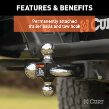 Load image into Gallery viewer, Curt Multi-Ball Mount w/Hook (2in Solid Shank 1-7/8in 2in &amp; 2-5/16in Chrome Balls)