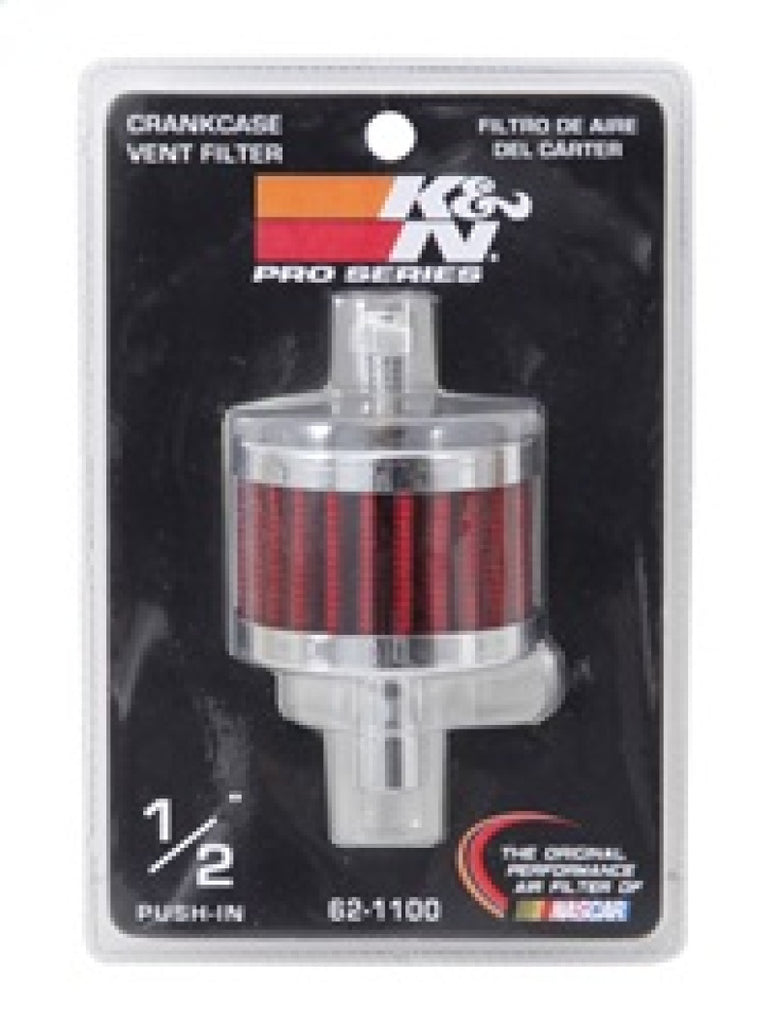 K&N Steel Base Crankcase Vent Filter 0.5in Vent OD x 2in OD x 1.5in Height - GTR Auto