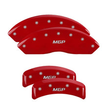 Load image into Gallery viewer, MGP 4 Caliper Covers Engraved Front &amp; Rear Oval logo/Ford Red finish silver ch