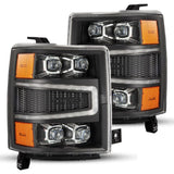 AlphaRex 04-15 Chevy 1500HD NOVA-Series LED Proj Headlights Black w/Activ Light/Seq Signal & SB DRL