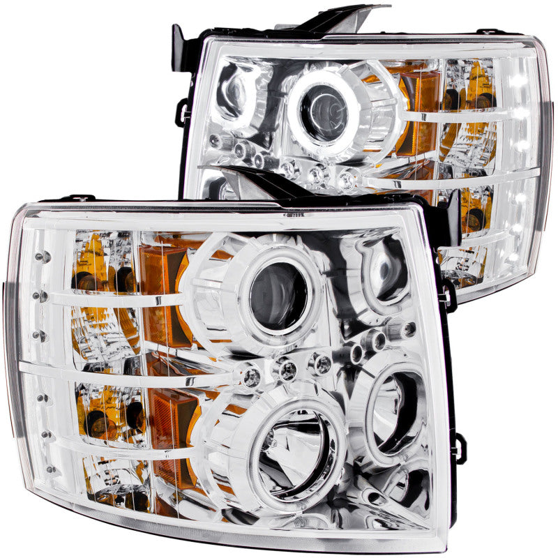 ANZO 2007-2013 Chevrolet Silverado 1500 Projector Headlights w/ Halo Chrome